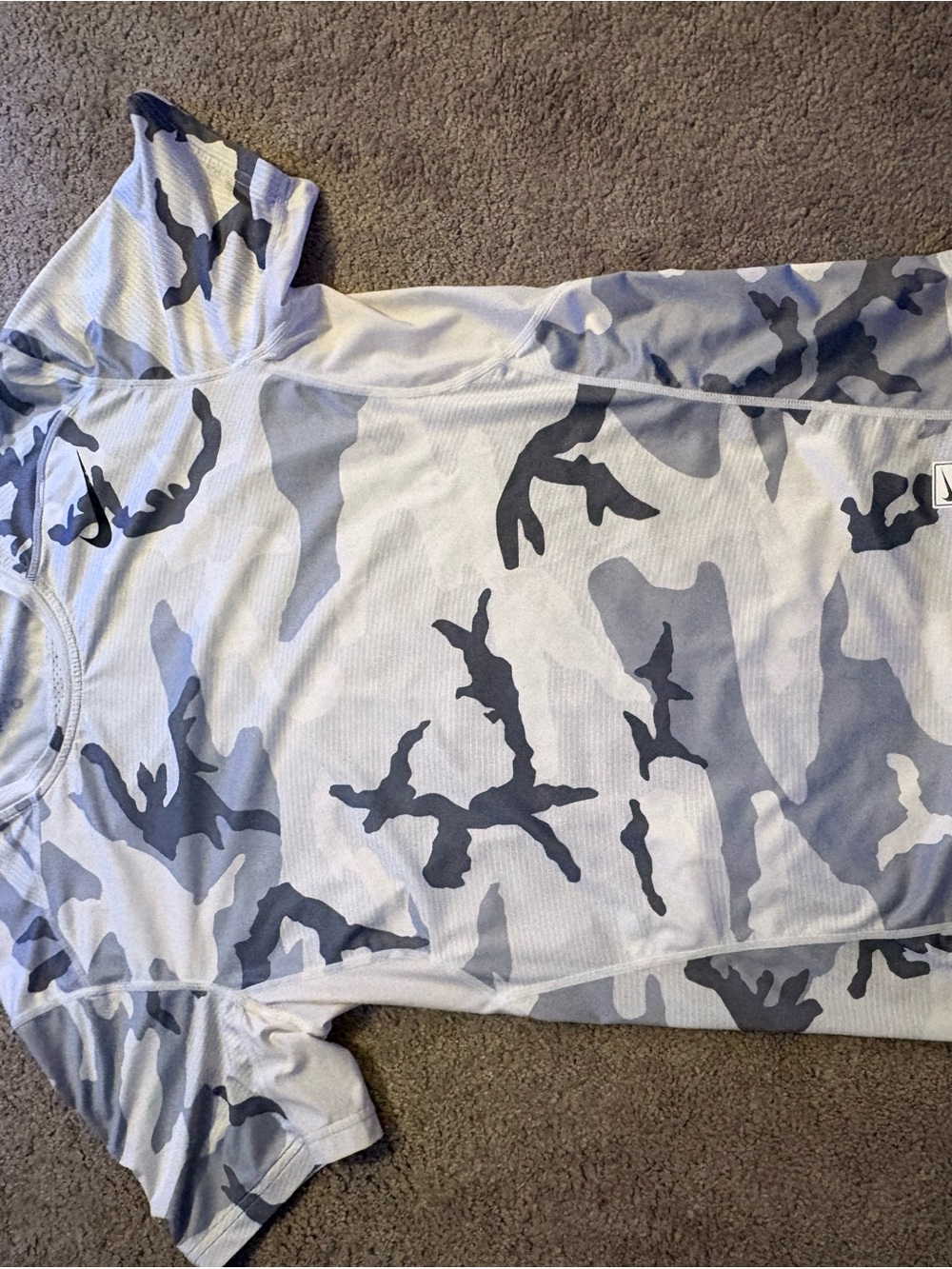 Nike Gray & White Camouflage Short Sleeve Compression Tee